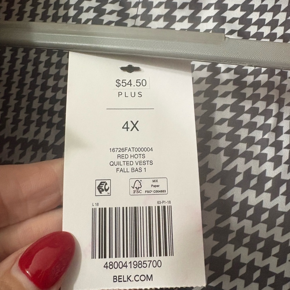 Kim Rogers NWT Red quilted Black Houndstooth Vest size 4X - Picture 6 of 7